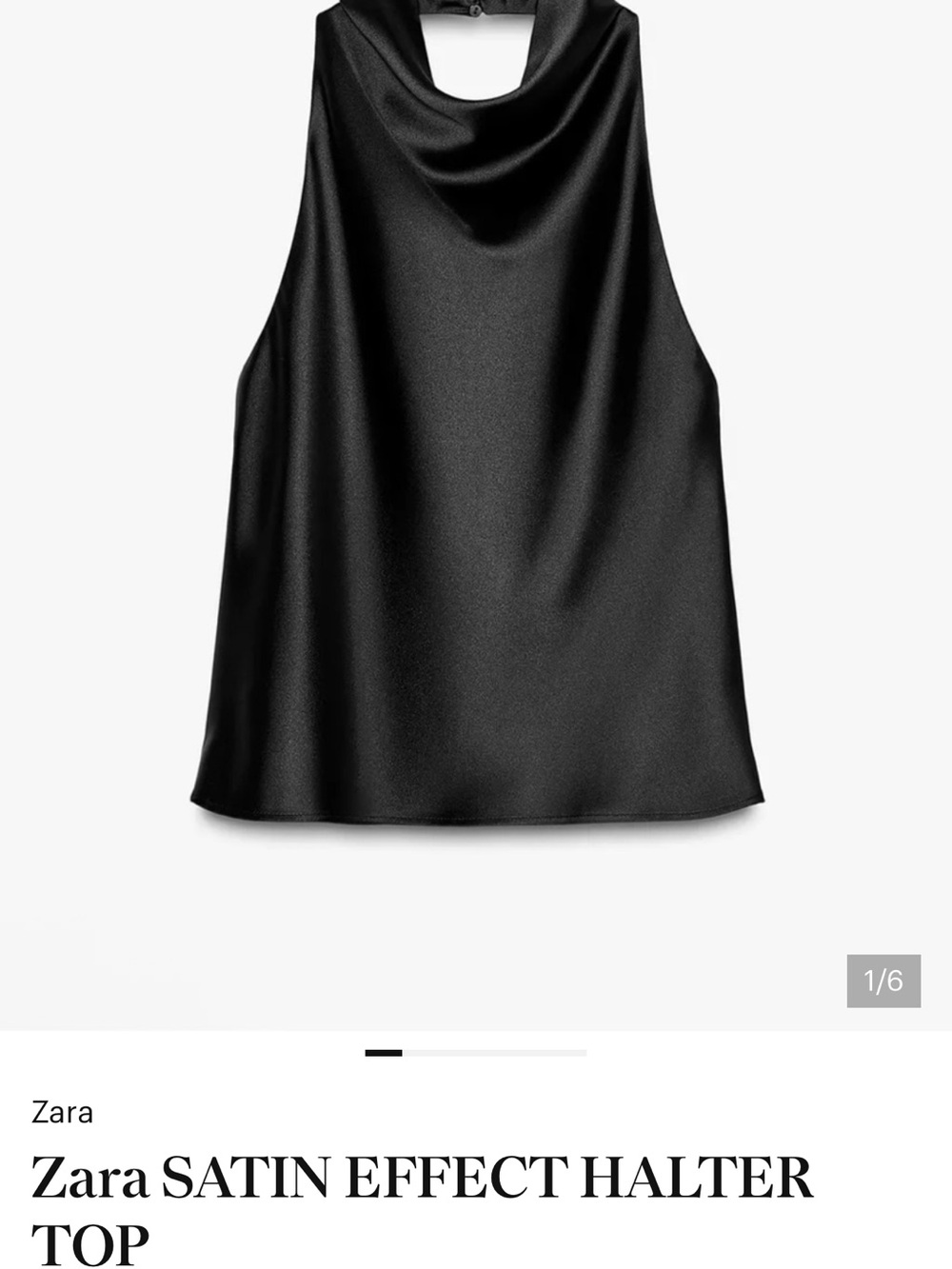 Zara Satin Halter Neck Top - Black